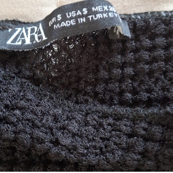 Zara Textured Black Cut Out Long Dress Sz S - Picture 6 of 7